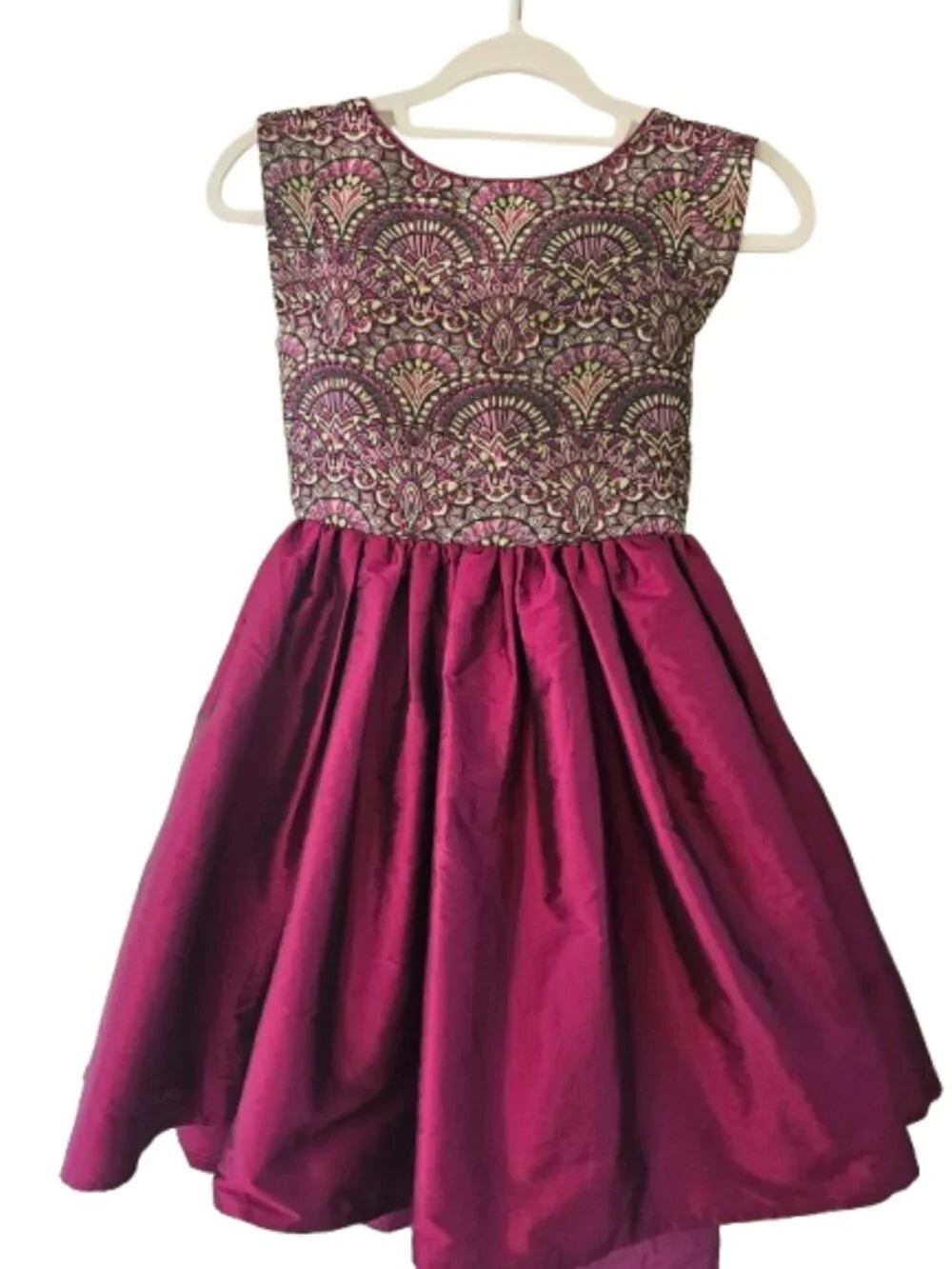 Belle by Badgley Mischka Kids Metallic Jacquard Taffeta Party Dress Size 10